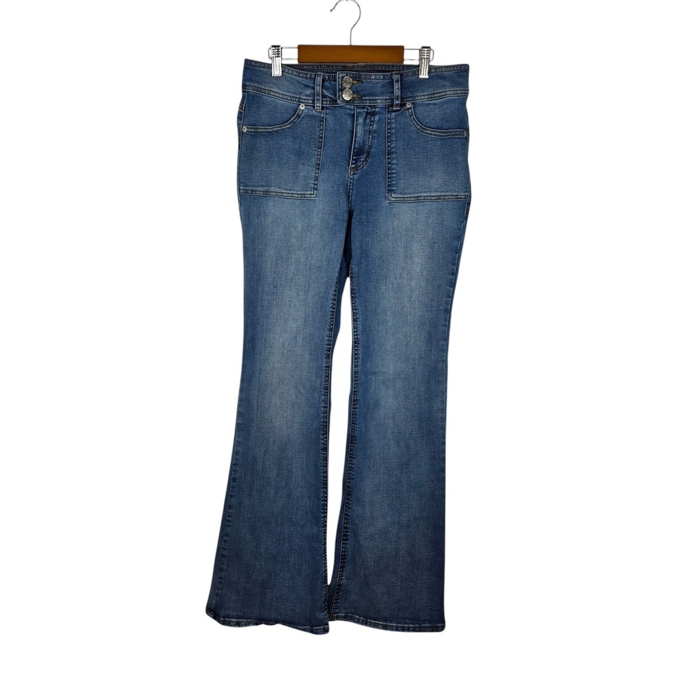Garage Denim Flare Jeans Juniors 09/29 Low Rise Y2K Inspired Boho Patch Pocket